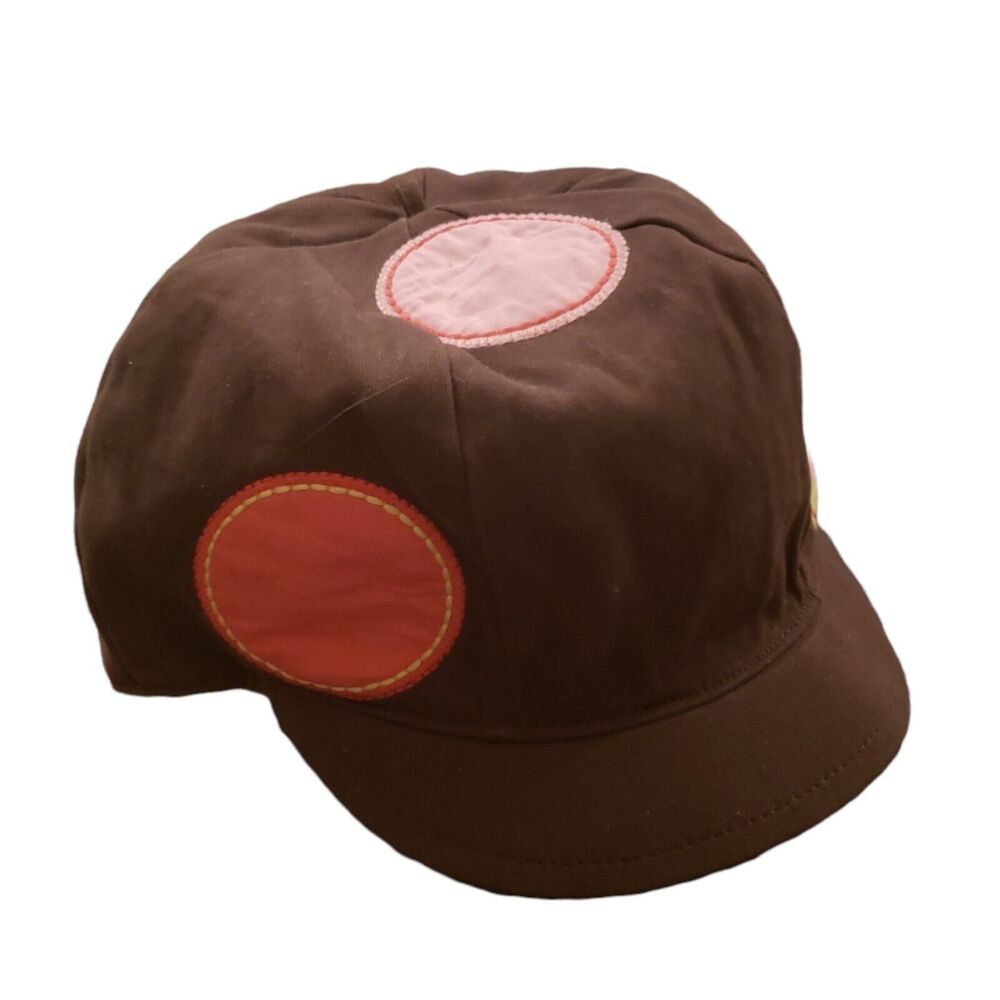 Gymboree Baby Girls Painters Newsboy Cap/Hat Brown/Pink Size 12-24 Months GUC
